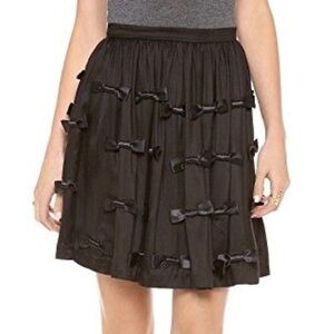 Zimmermann Black Silk Bow Pleated Mini Skirt Size 0 Whimsigoth Coquette Fairy